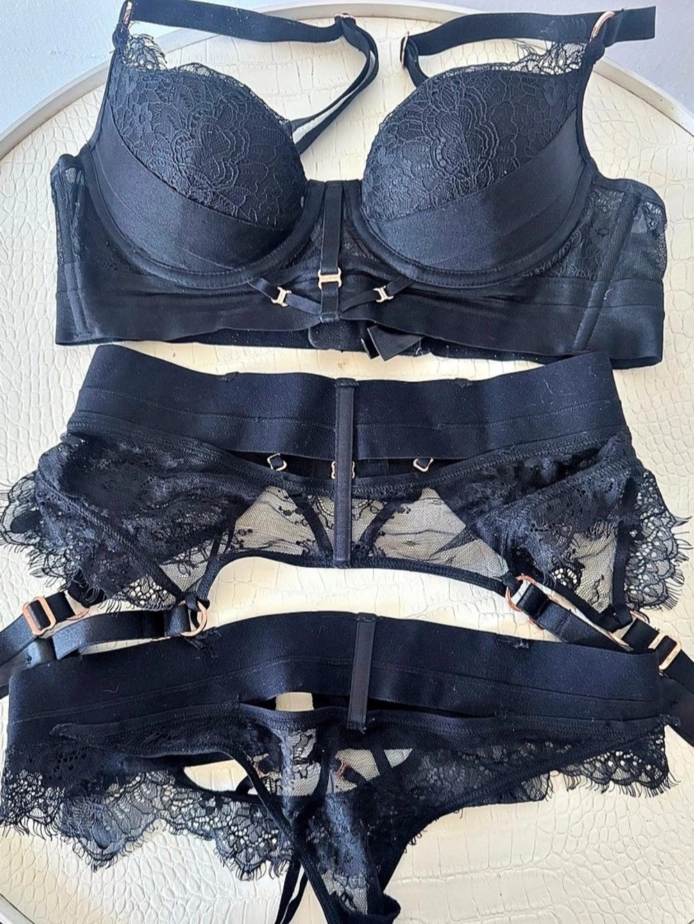 Honey Birdette Black Lace Lingerie Set